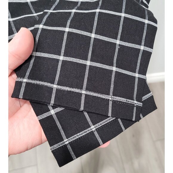Womens Active USA Black & White Plaid Checkered Pull-on Pants Size M - Picture 8 of 13